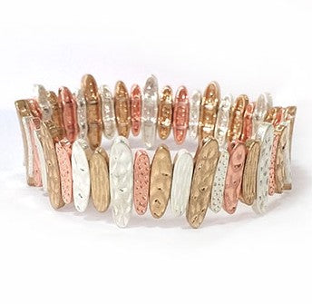 Textured Light Multi Rectangles Stretch Bracelet