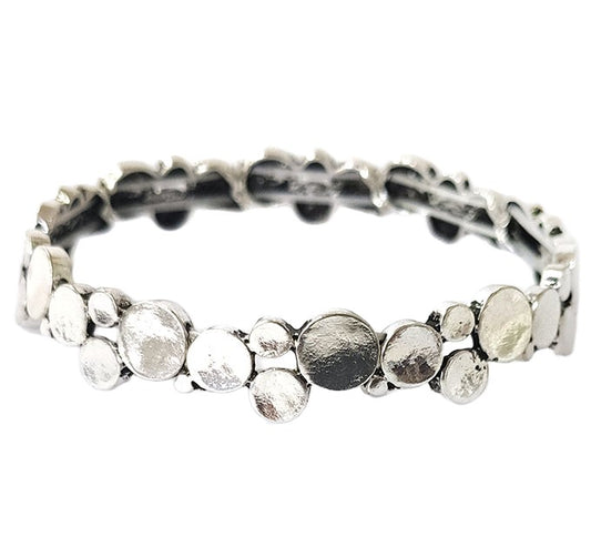 Plain Small Circle Clusters - Silver - Stretch Bracelet