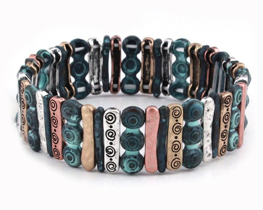 Design Horizontal Bars - Multipatina - Stretch Bracelet