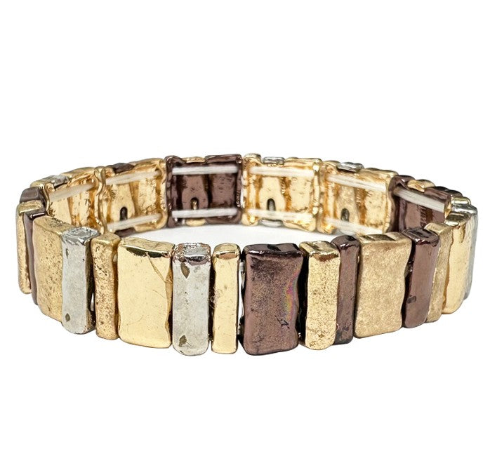 Plain Rectangles - Dark Multicolor - Stretch Bracelet