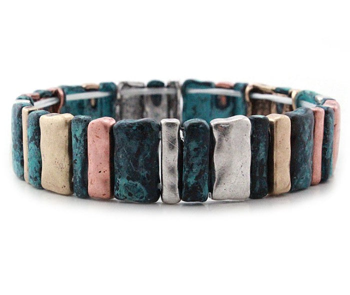 Plain Rectangles - Multipatina- Stretch Bracelet