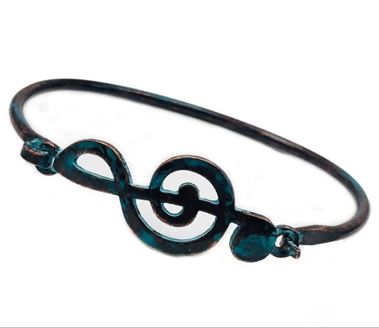 Music Note Bangle Patina Bracelet