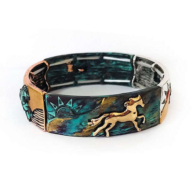 Horses - Multipatina - Metal Stretch Bracelet