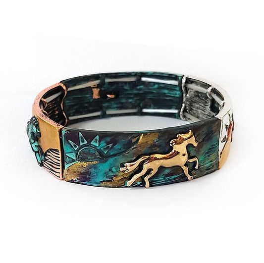 Horses - Multipatina - Metal Stretch Bracelet