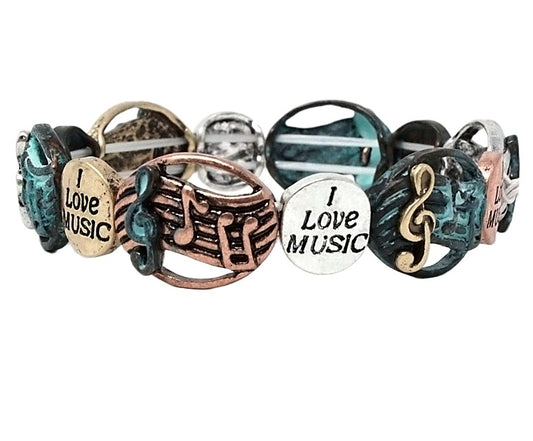 Music Theme Stretch Multipatina Bracelet