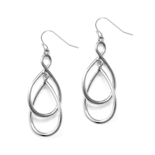 Double Layer Teardrop Silver Earrings