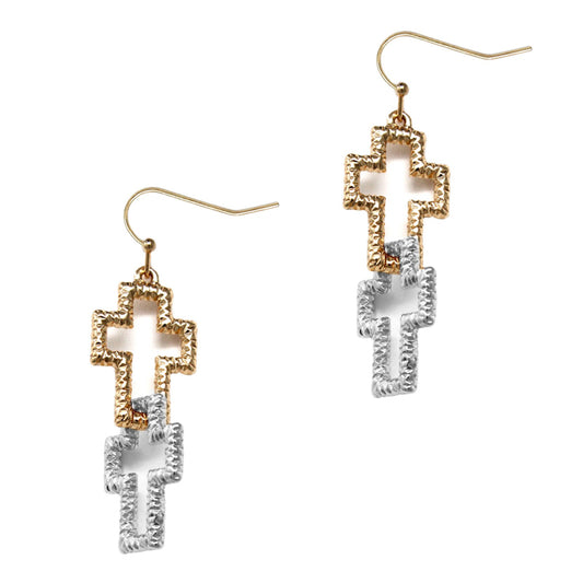 Duo Cross Linked Hanging Multicolor Earrings