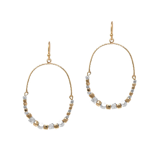 Cube Beads On Oval Multicolor Earrings