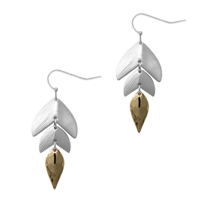 Leaf Drop Silver w/ Gold Earrings