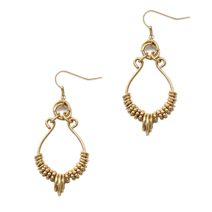 Teardrop w/ O Rings Gold Earrings