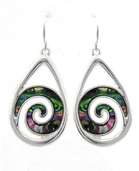 Teardrop w/ Abalone Swirl Earring
