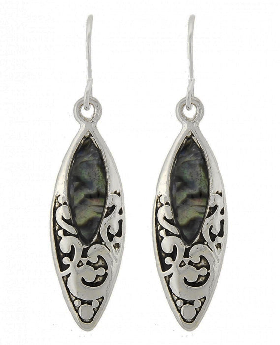 Vertical Design Oval w/ Abalone Earring