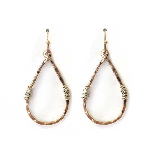 Hammered Teardrop Earrings - Gold
