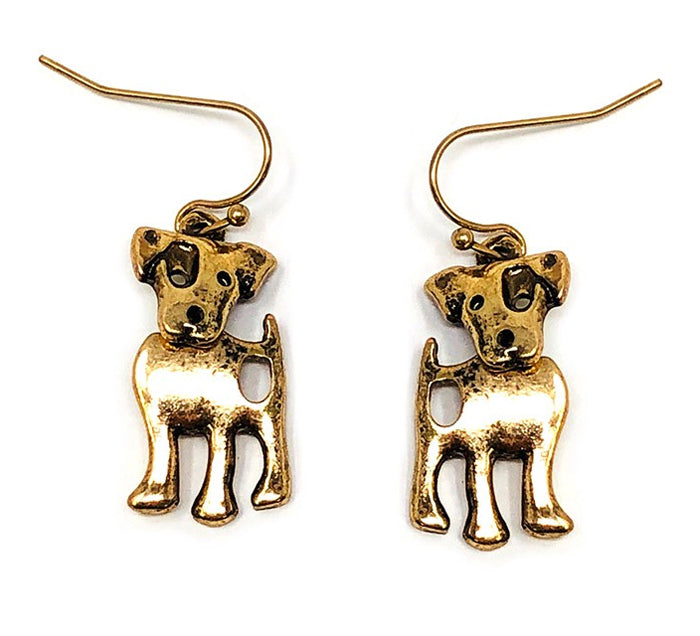 Dog - Gold Movable Parts Earrings