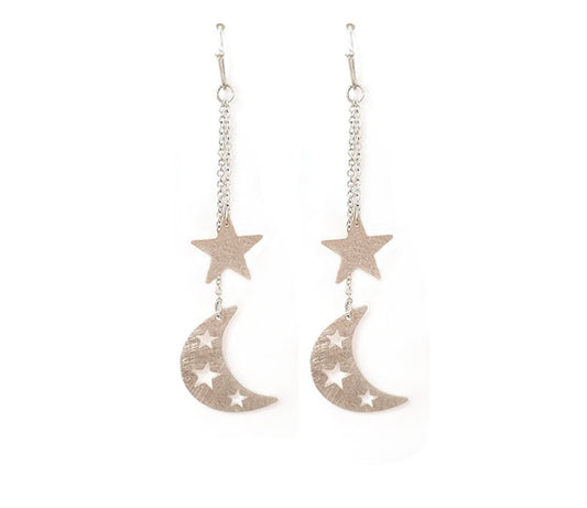 Moon Star Earrings - Silver