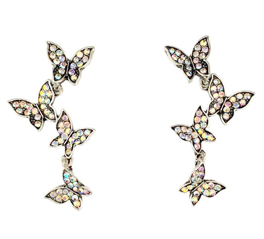 Crystal Butterfly Cluster Earrings