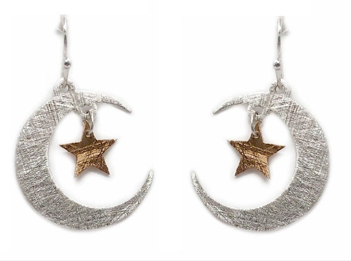 Moon & Star - Silver & Gold - Earrings