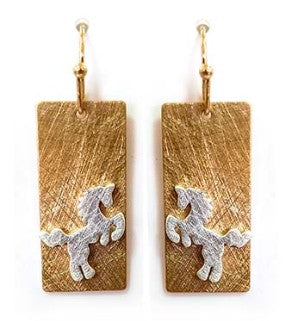 Horses Rectangle - Gold  - Earrings