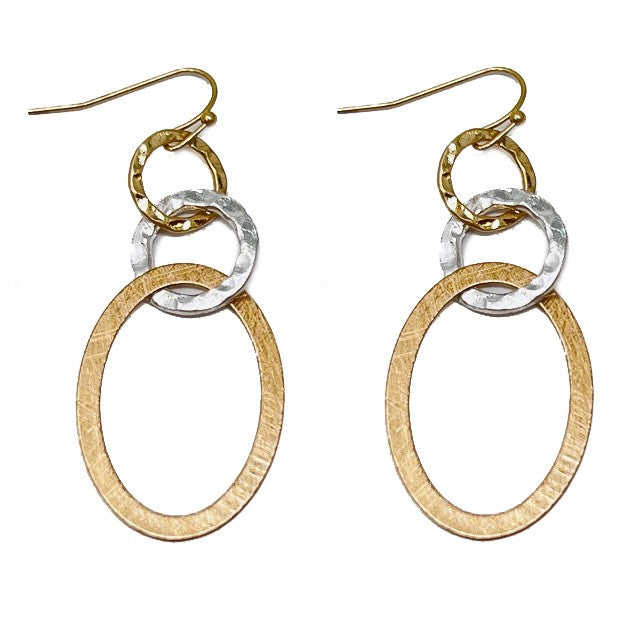 Triple Circles & Ovals Gold Earrings
