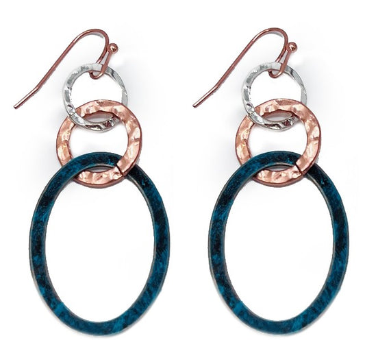 Triple Circles & Ovals Multipatina Earrings