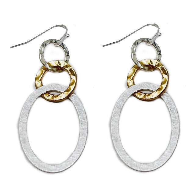 Triple Circles & Ovals Silver Earrings