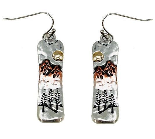 Mountain Scene - Silver & Copper - Earrings
