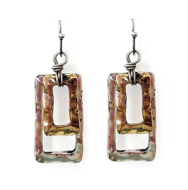 Double Rectangles - Silver & Gold - Earrings