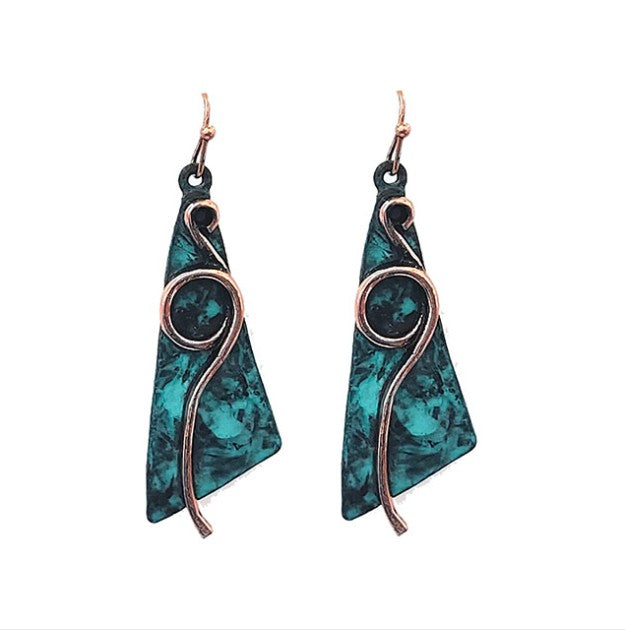 Ornate Triangle - Multipatina - Earrings