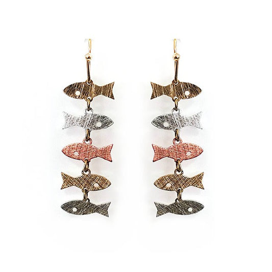 String Of Fish - Earrings - Light Multicolor