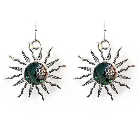 Abalone Sun/Moon/Star - Earrings - Silver