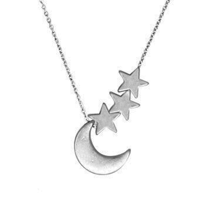 Stars w/ Moon Silver Necklace