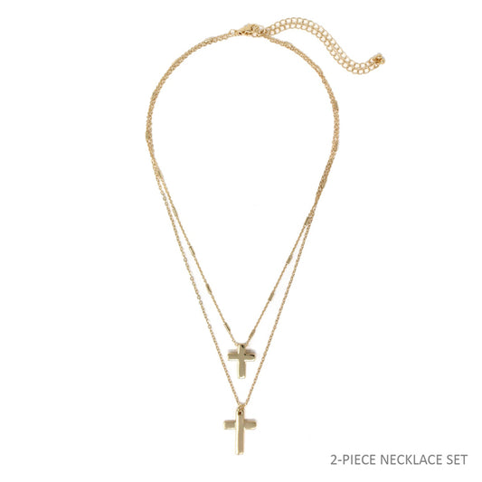 Cross Double Gold Necklace