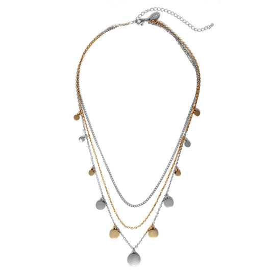 Triple Layer w/ Multi Disc Charms Multicolor Necklace