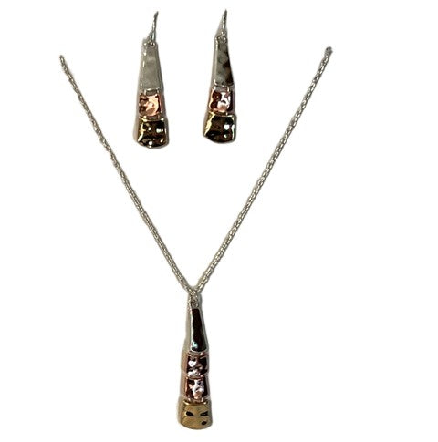 Hammered Rectangle Drop N/E Set - Multicolor