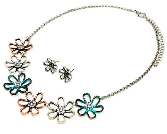 Large Flowers w/ Crystals Multipatina N/E Set