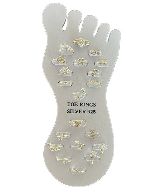 Crystal Mixed Designs Sterling Silver Toe Ring