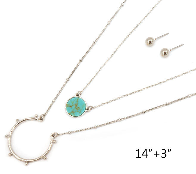 Short - Open Circle - Double Strand - Turquoise N/E Set