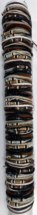 Cord/Leather w/ Flower Bead Natural Color Slider Bracelet