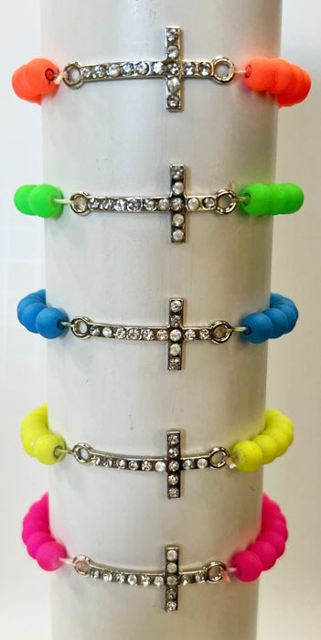 Crystal Cross Colored Balls Bracelet