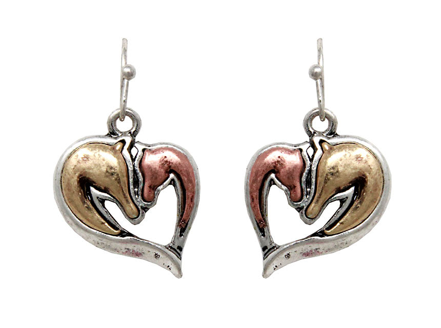 Horses in Heart Earrings - Multicolor