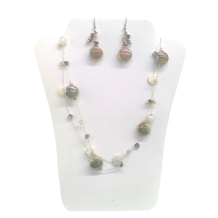 Threaded Shiny Yellow Bead N/E Set