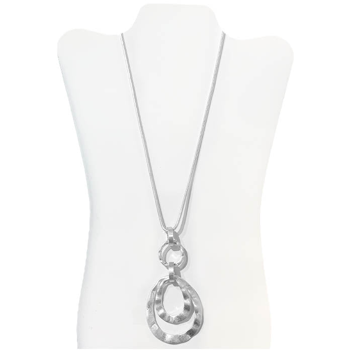 Long - Embedded Hammered Teardrops Necklace