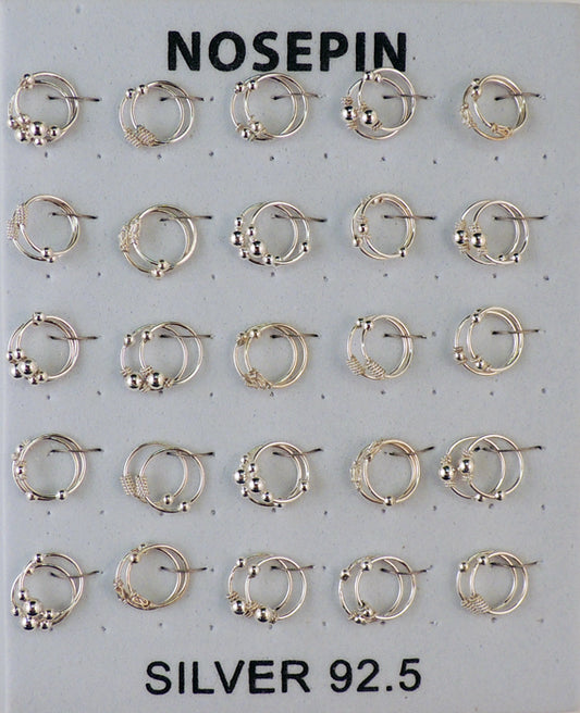 Mixed Hoop Ball Sterling Silver Nose Ring