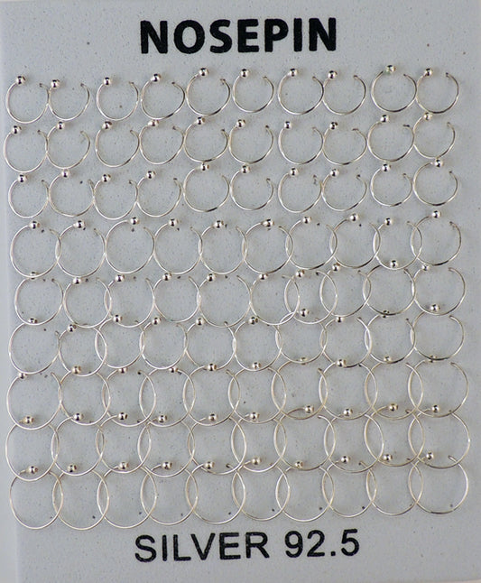 Plain Hoop Ball Sterling Silver Nose Ring